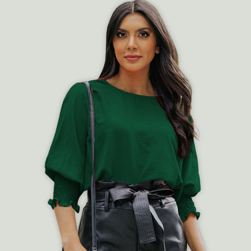 Jacinta Solid Color Top Women's Spring New Loose Women's Mid-Sleeves