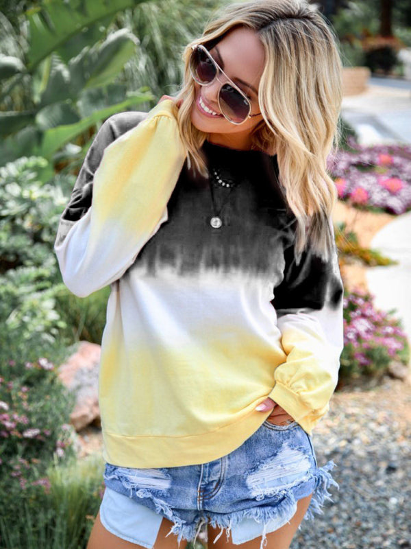 Jean Women's Sweatshirt New Top Rainbow Gradient Printed Long Sleeve Sweatshirt