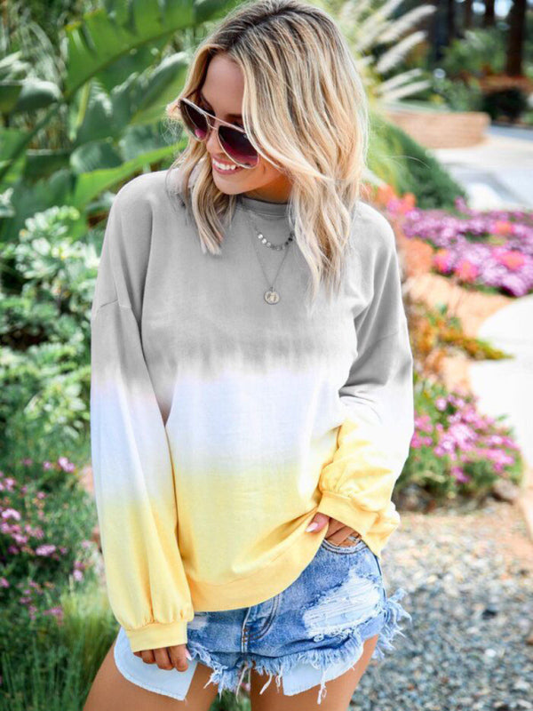 Jean Women's Sweatshirt New Top Rainbow Gradient Printed Long Sleeve Sweatshirt