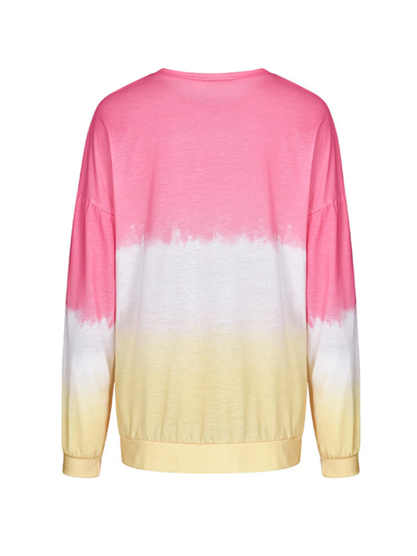 Jean Women's Sweatshirt New Top Rainbow Gradient Printed Long Sleeve Sweatshirt