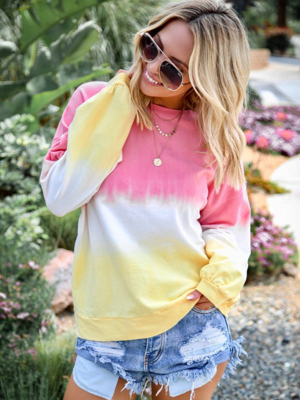 Jean Women's Sweatshirt New Top Rainbow Gradient Printed Long Sleeve Sweatshirt