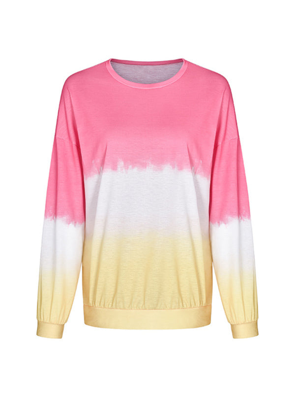 Jean Women's Sweatshirt New Top Rainbow Gradient Printed Long Sleeve Sweatshirt