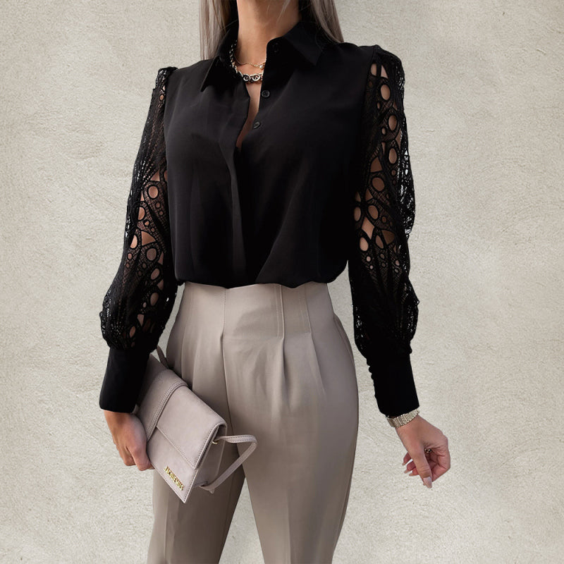 Faustina Spring And Summer New Hot Selling Women's Color Lace Stitching Shirt For Women