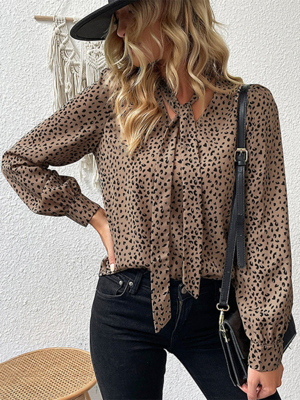 Federica Women's Commuter Leopard Print Tie Shirt