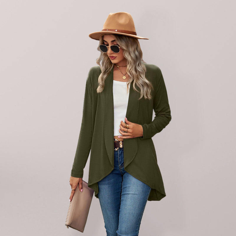 Lesley New Long Sleeve Solid Color Loose Cardigan Top Knitted Jacket
