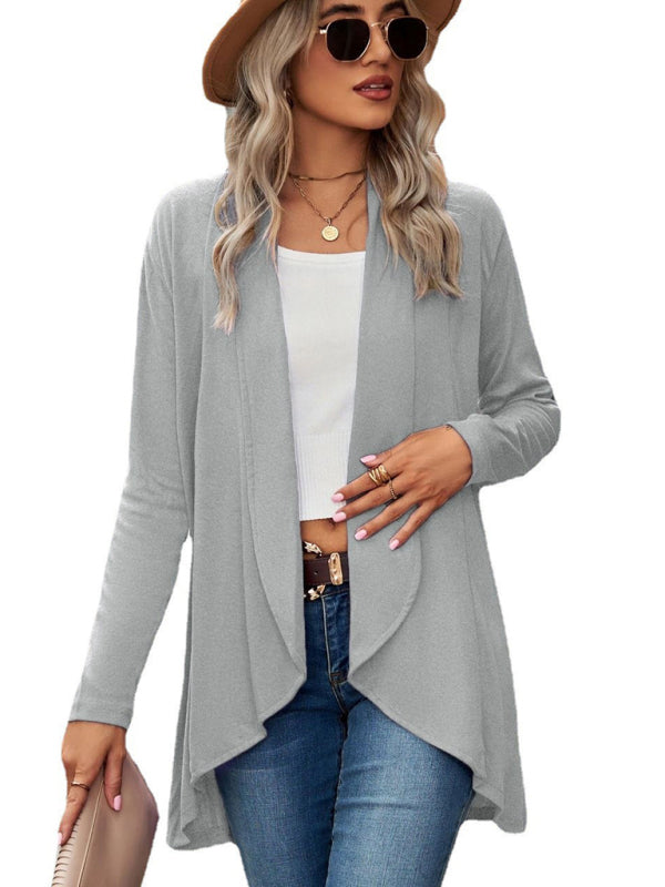 Lesley New Long Sleeve Solid Color Loose Cardigan Top Knitted Jacket