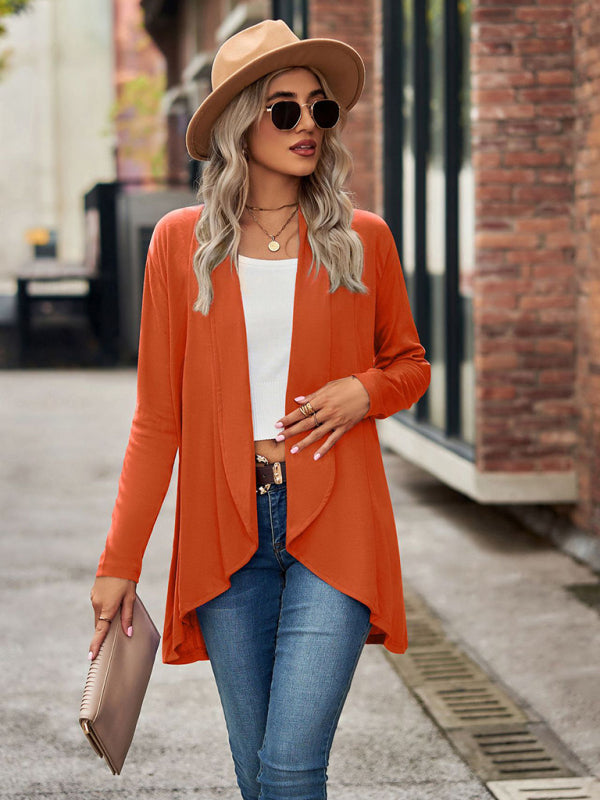 Lesley New Long Sleeve Solid Color Loose Cardigan Top Knitted Jacket