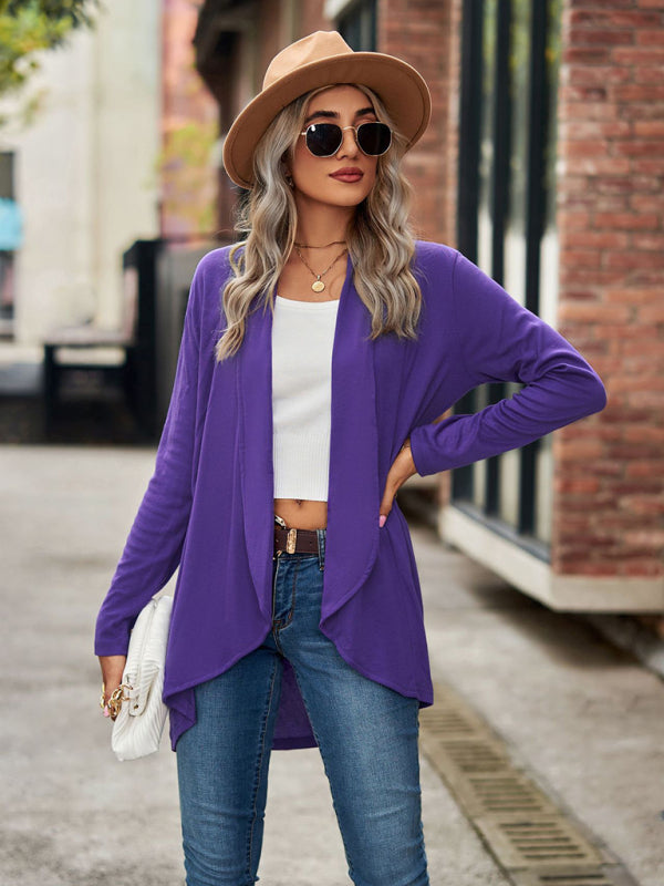 Lesley New Long Sleeve Solid Color Loose Cardigan Top Knitted Jacket