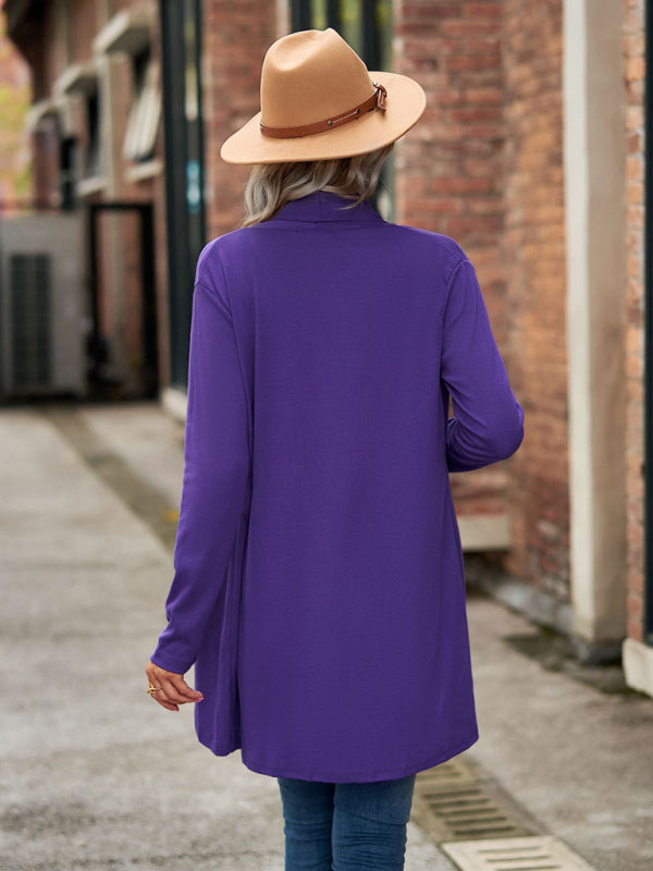 Lesley New Long Sleeve Solid Color Loose Cardigan Top Knitted Jacket