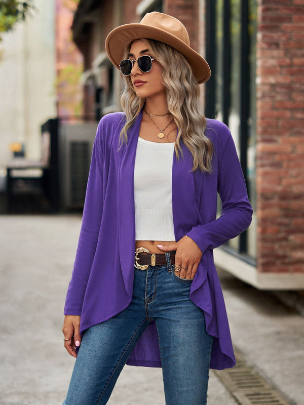 Lesley New Long Sleeve Solid Color Loose Cardigan Top Knitted Jacket