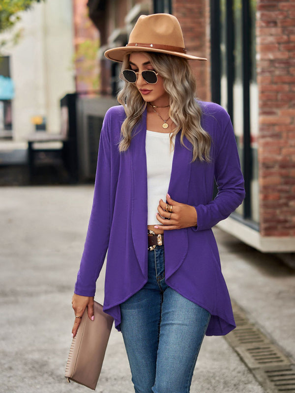 Lesley New Long Sleeve Solid Color Loose Cardigan Top Knitted Jacket