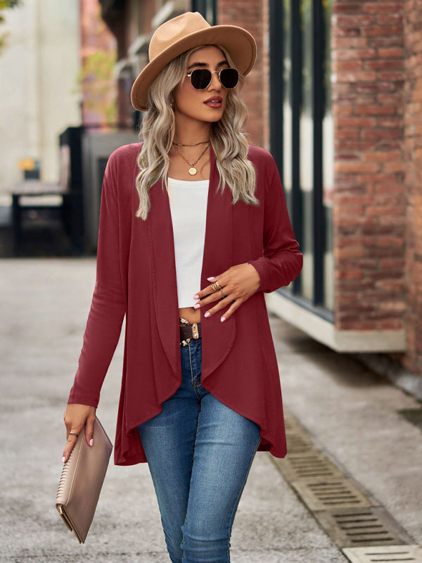 Lesley New Long Sleeve Solid Color Loose Cardigan Top Knitted Jacket