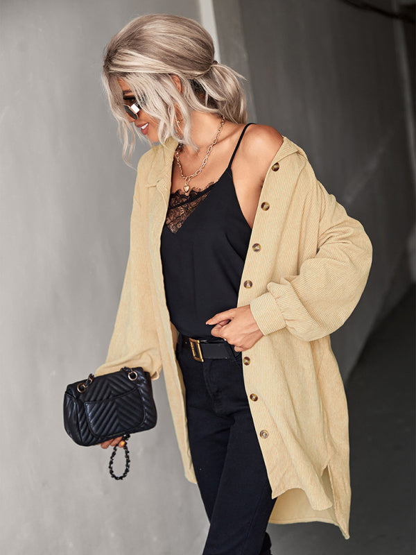 Idella Women's Cardigan Corduroy Shackets