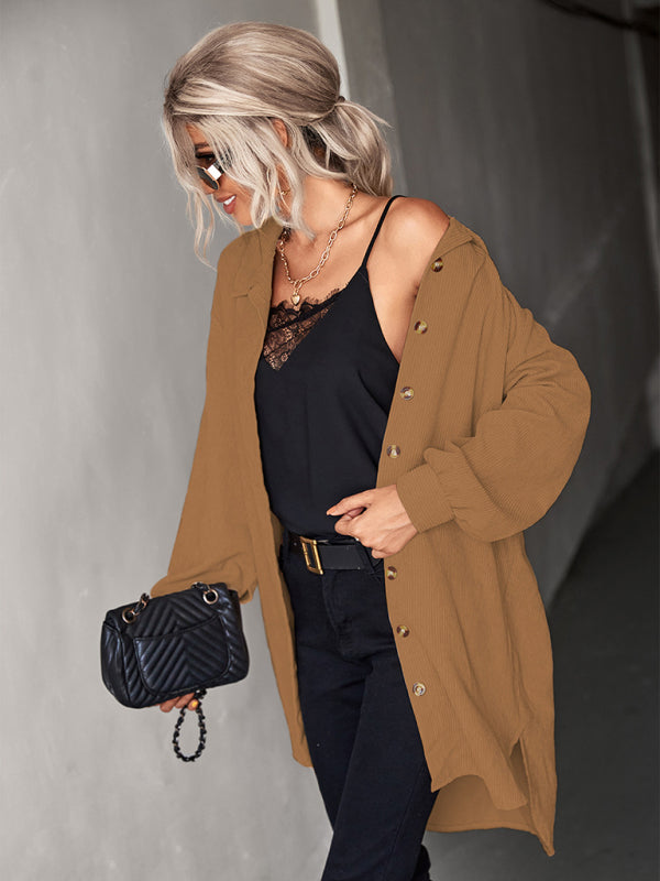 Idella Women's Cardigan Corduroy Shackets