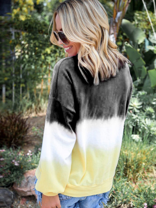 Kiersten New Ladies Tie Dye Rainbow Gradient Print Long Sleeve Sweatshirt