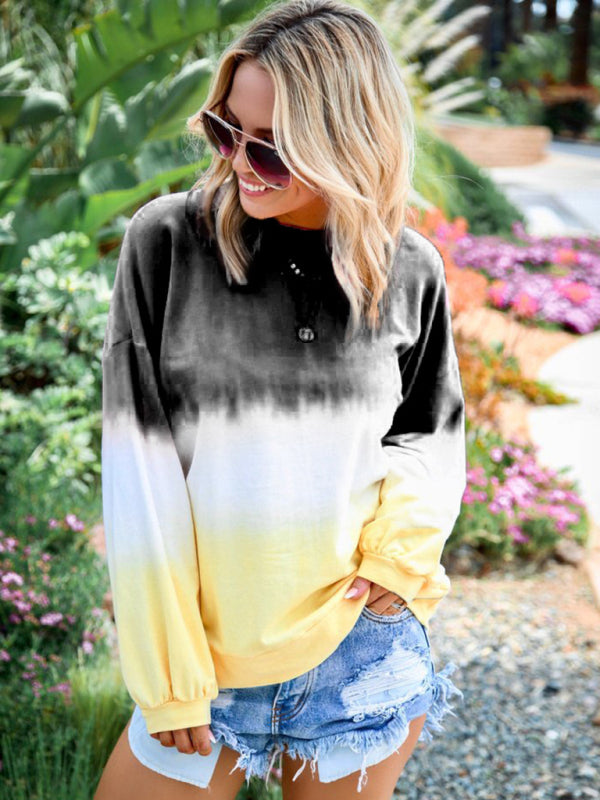 Kiersten New Ladies Tie Dye Rainbow Gradient Print Long Sleeve Sweatshirt