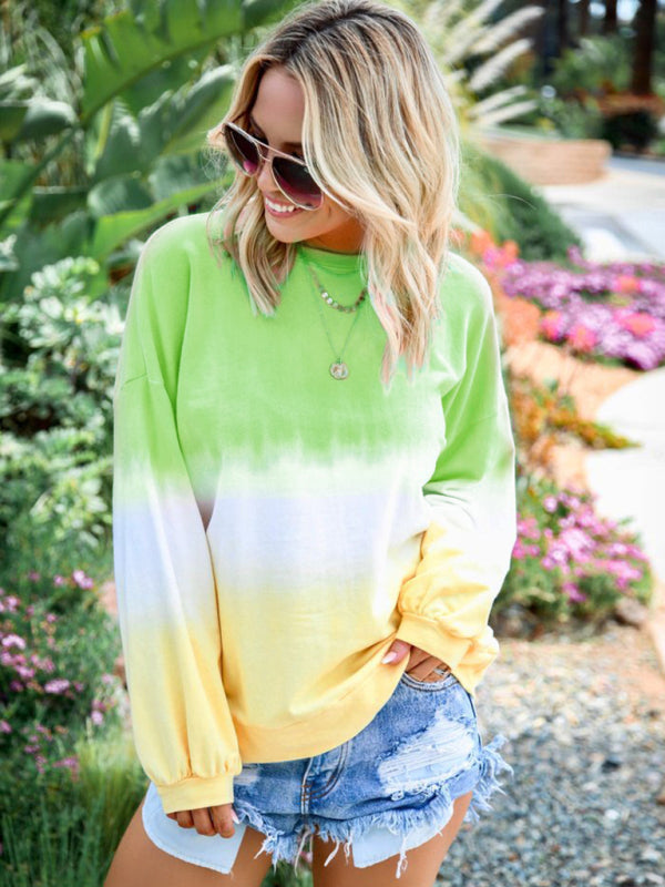 Kiersten New Ladies Tie Dye Rainbow Gradient Print Long Sleeve Sweatshirt