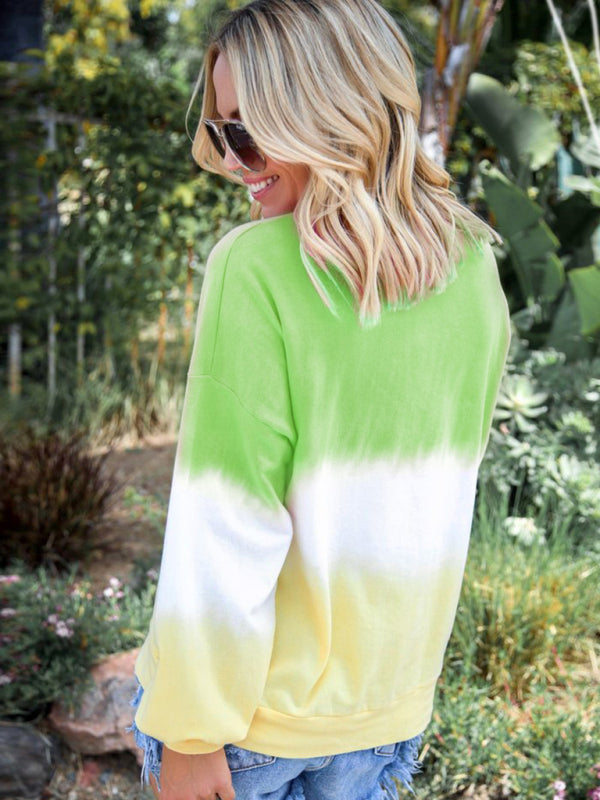 Kiersten New Ladies Tie Dye Rainbow Gradient Print Long Sleeve Sweatshirt