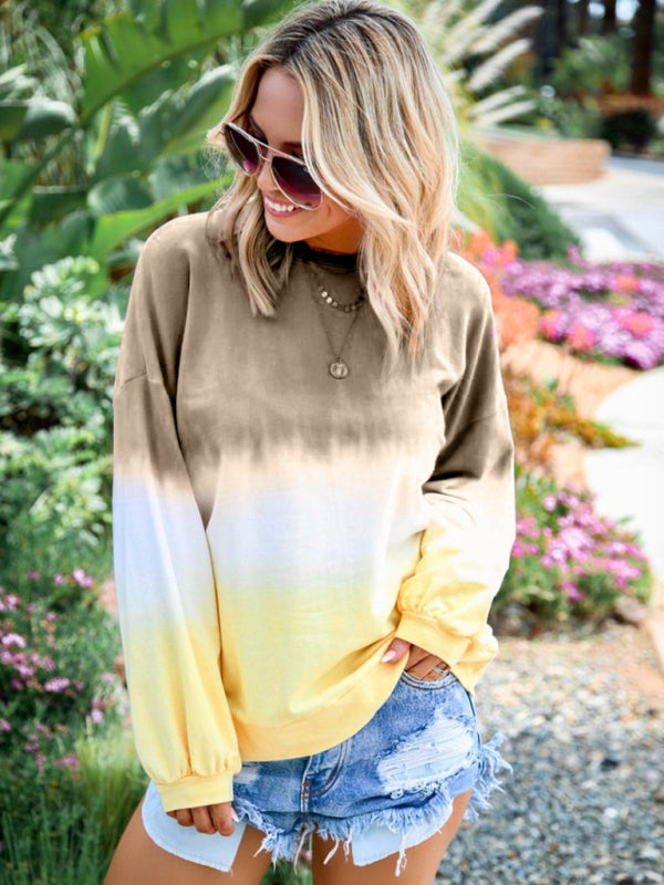 Kiersten New Ladies Tie Dye Rainbow Gradient Print Long Sleeve Sweatshirt