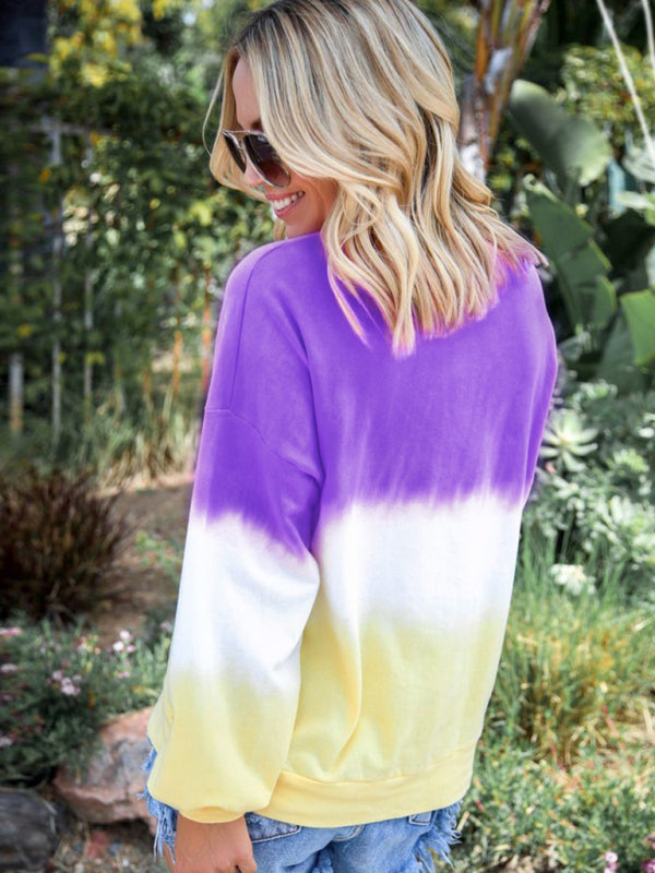 Kiersten New Ladies Tie Dye Rainbow Gradient Print Long Sleeve Sweatshirt