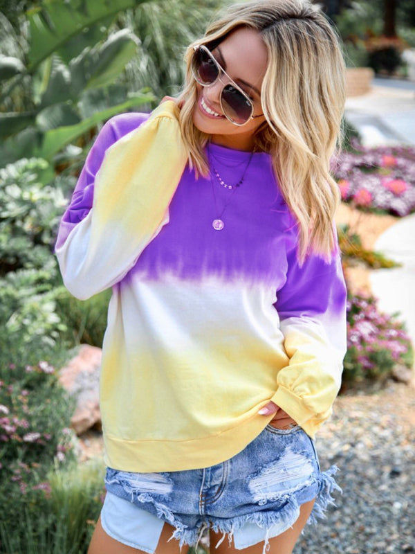 Kiersten New Ladies Tie Dye Rainbow Gradient Print Long Sleeve Sweatshirt