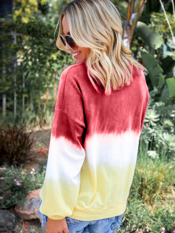 Kiersten New Ladies Tie Dye Rainbow Gradient Print Long Sleeve Sweatshirt