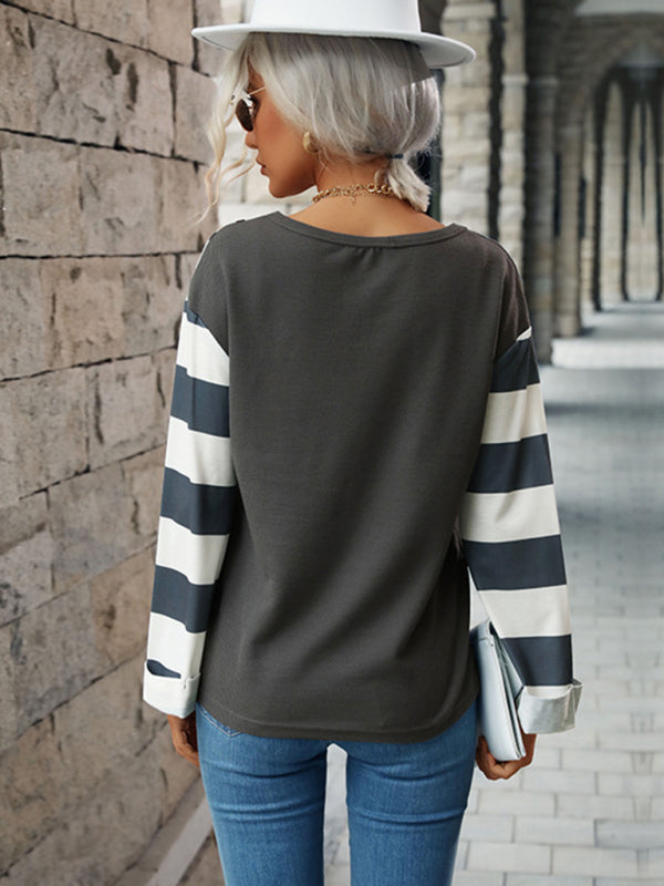 Lyra Women Stripe And Leopard Print Knit Top