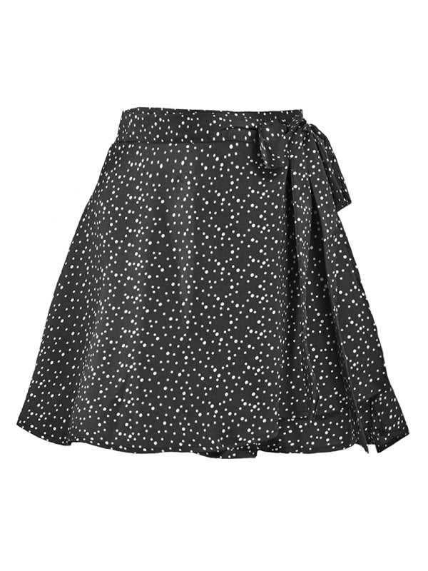 Anya Solid Color Skirt High Waist Fashion One Piece Tie Skirt Chiffon Satin Wrap Skirt