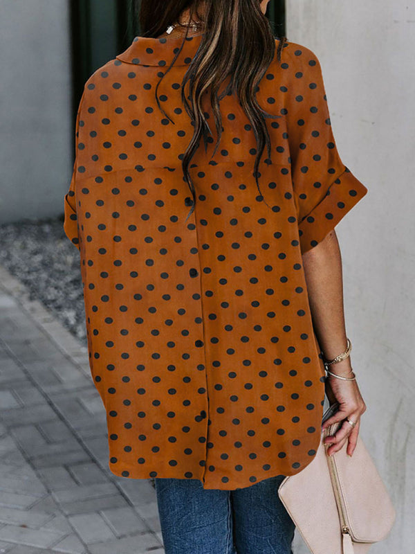 Lavinia New Half Open V-Neck Leopard Print Short-Sleeved Shirt