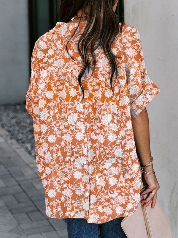 Lavinia New Half Open V-Neck Leopard Print Short-Sleeved Shirt