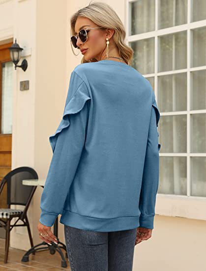 Willa New Casual Round Neck Sweater Pleated Long-Sleeved Top