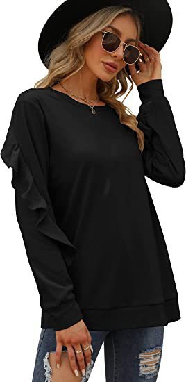 Willa New Casual Round Neck Sweater Pleated Long-Sleeved Top