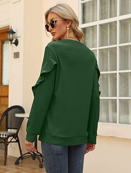 Willa New Casual Round Neck Sweater Pleated Long-Sleeved Top