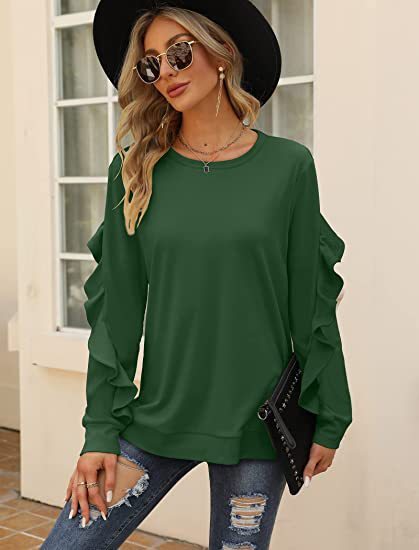 Willa New Casual Round Neck Sweater Pleated Long-Sleeved Top