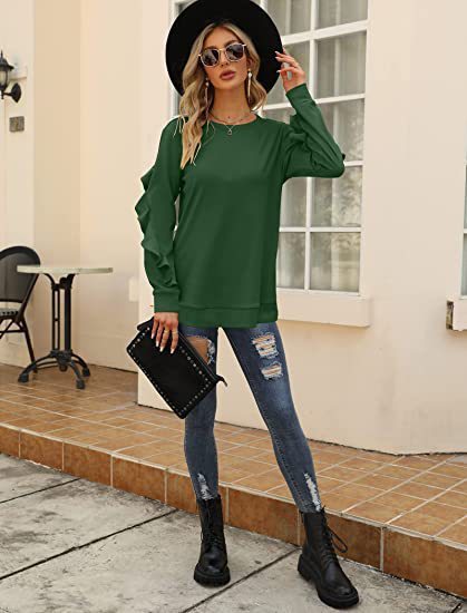 Willa New Casual Round Neck Sweater Pleated Long-Sleeved Top