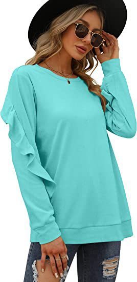 Willa New Casual Round Neck Sweater Pleated Long-Sleeved Top