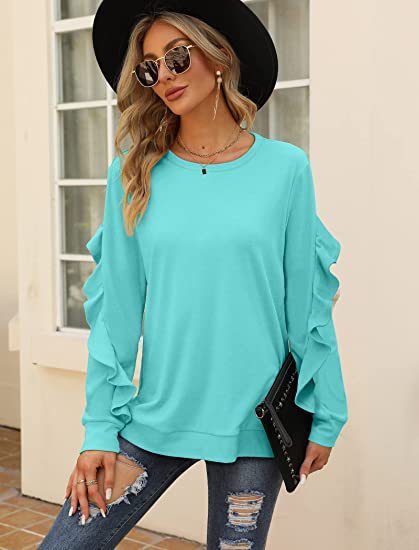 Willa New Casual Round Neck Sweater Pleated Long-Sleeved Top