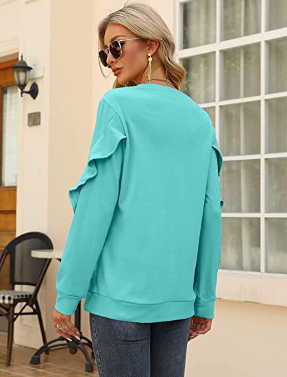 Willa New Casual Round Neck Sweater Pleated Long-Sleeved Top