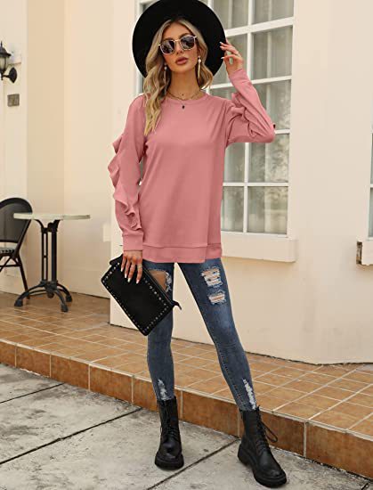 Willa New Casual Round Neck Sweater Pleated Long-Sleeved Top