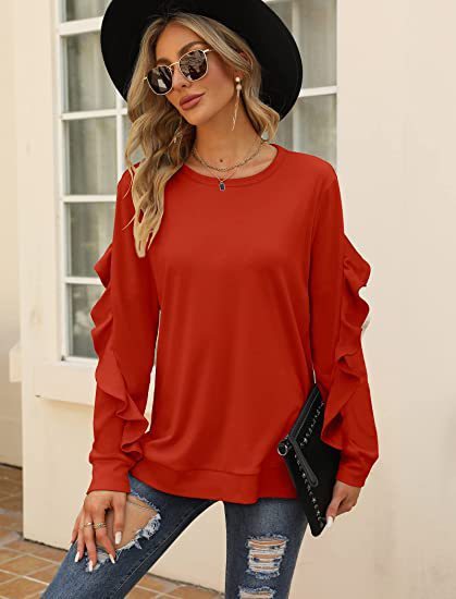 Willa New Casual Round Neck Sweater Pleated Long-Sleeved Top