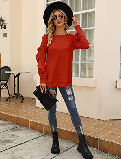 Willa New Casual Round Neck Sweater Pleated Long-Sleeved Top