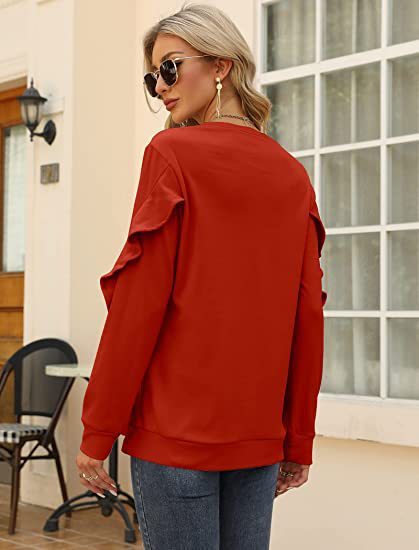 Willa New Casual Round Neck Sweater Pleated Long-Sleeved Top