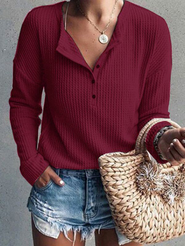 Giana Women's Tops Round Neck Open Tube Long Sleeve Solid Color T-Shirt
