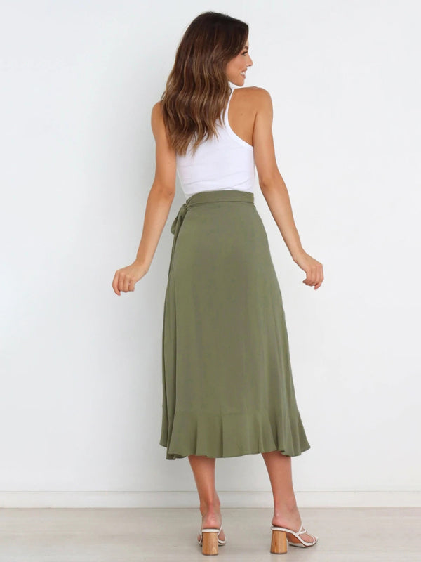 Amirah Women’s Ruffled Asymmetrical Wrap Skirt