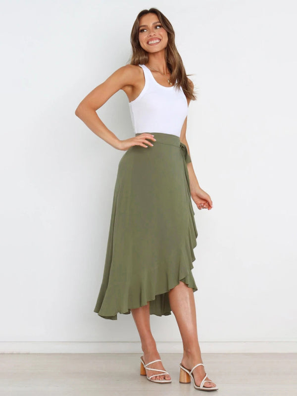 Amirah Women’s Ruffled Asymmetrical Wrap Skirt