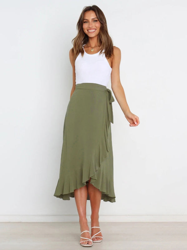 Amirah Women’s Ruffled Asymmetrical Wrap Skirt