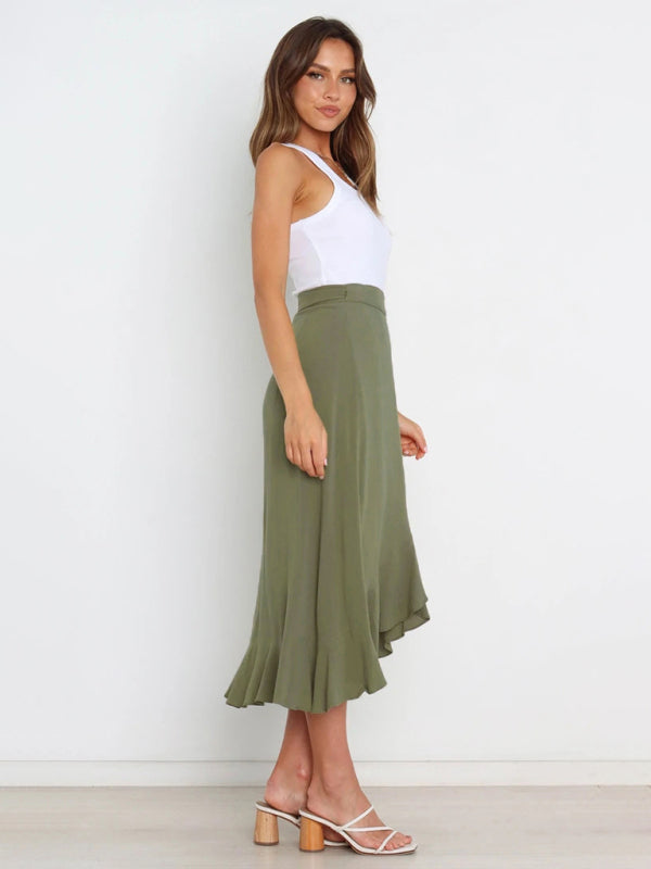 Amirah Women’s Ruffled Asymmetrical Wrap Skirt