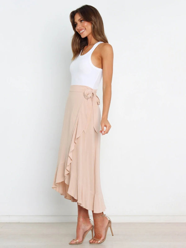 Amirah Women’s Ruffled Asymmetrical Wrap Skirt