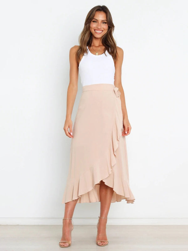 Amirah Women’s Ruffled Asymmetrical Wrap Skirt