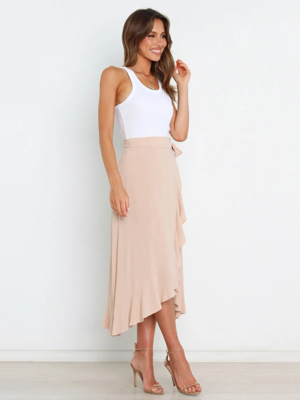 Amirah Women’s Ruffled Asymmetrical Wrap Skirt